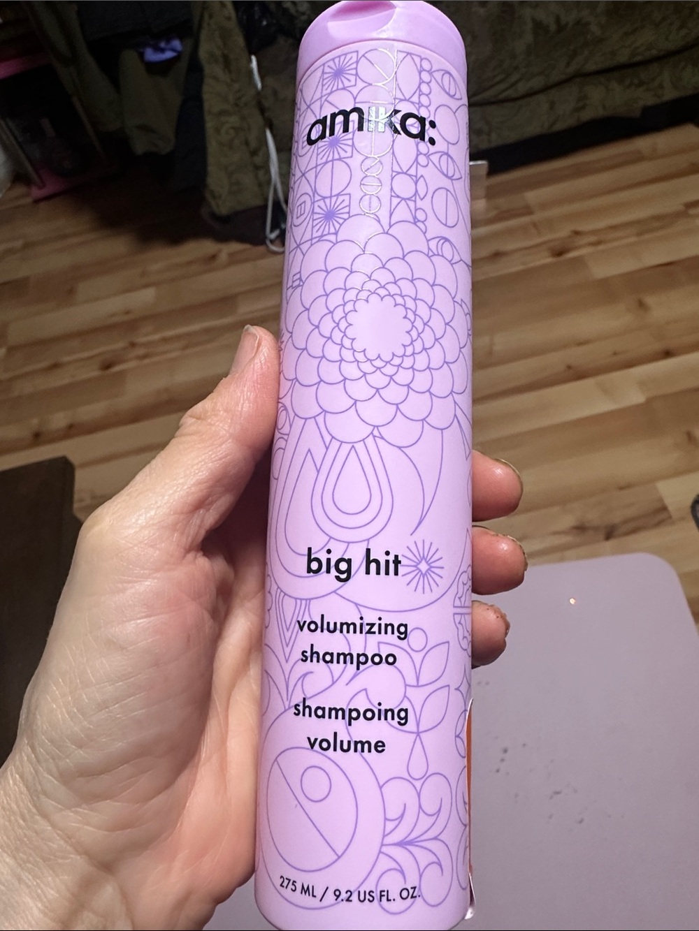 amika Big Hit Volumizing Shampoo - Lilac Pink Bottle